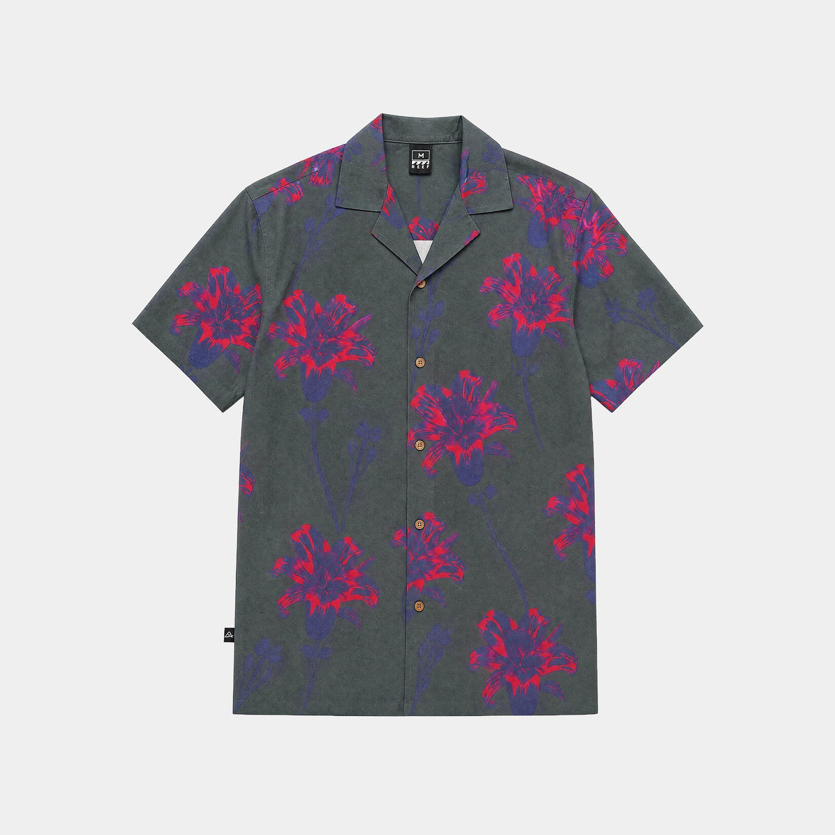 Camisa Reef Men Lyocell Solid Manga Corta Olive