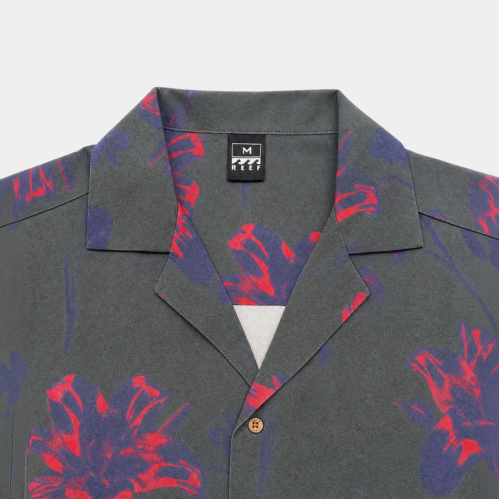 Camisa Reef Men Lyocell Solid Manga Corta Olive