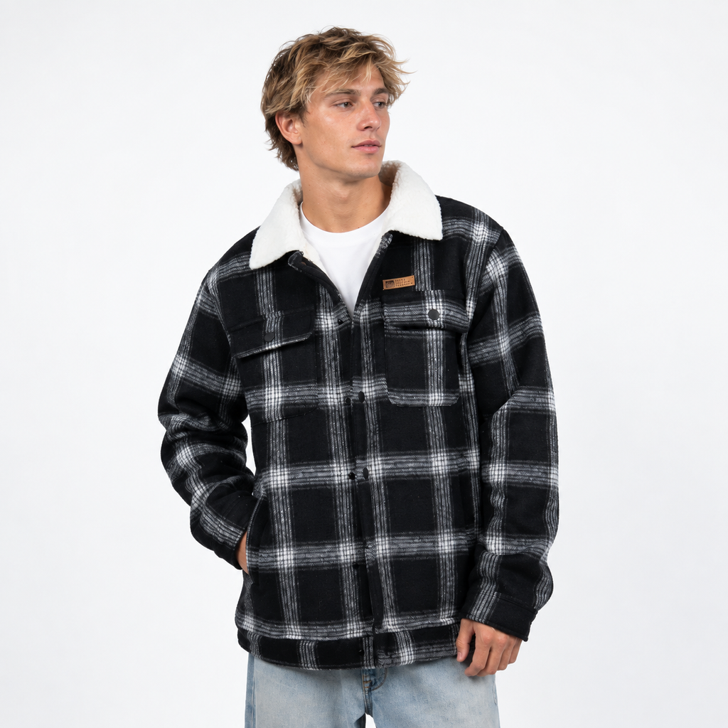Casaca Reef Men Black White Buttons
