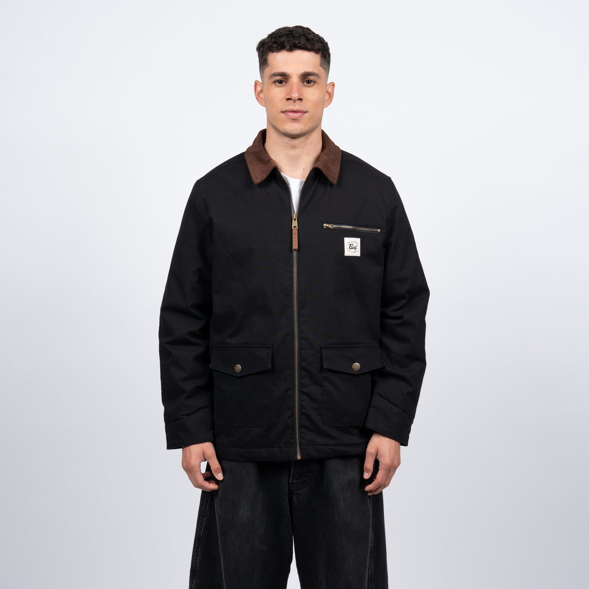 Casaca Reef Men Full Zipper Black Beige