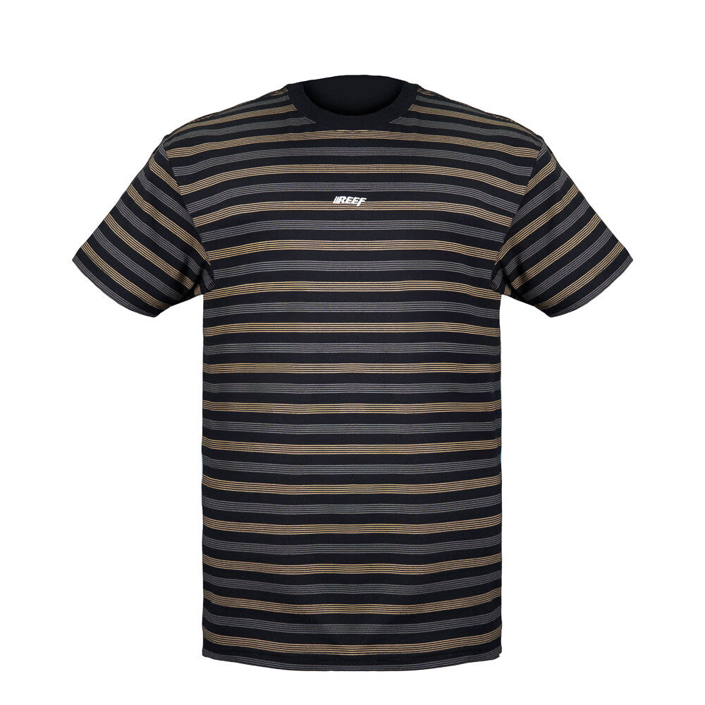 Polera Reef Men Stripe Black Gold Grey