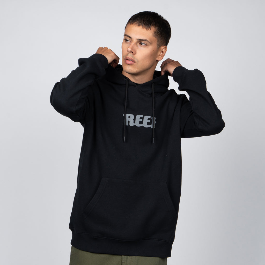 Polerón Hoodie Reef Men Black Logo  Grey