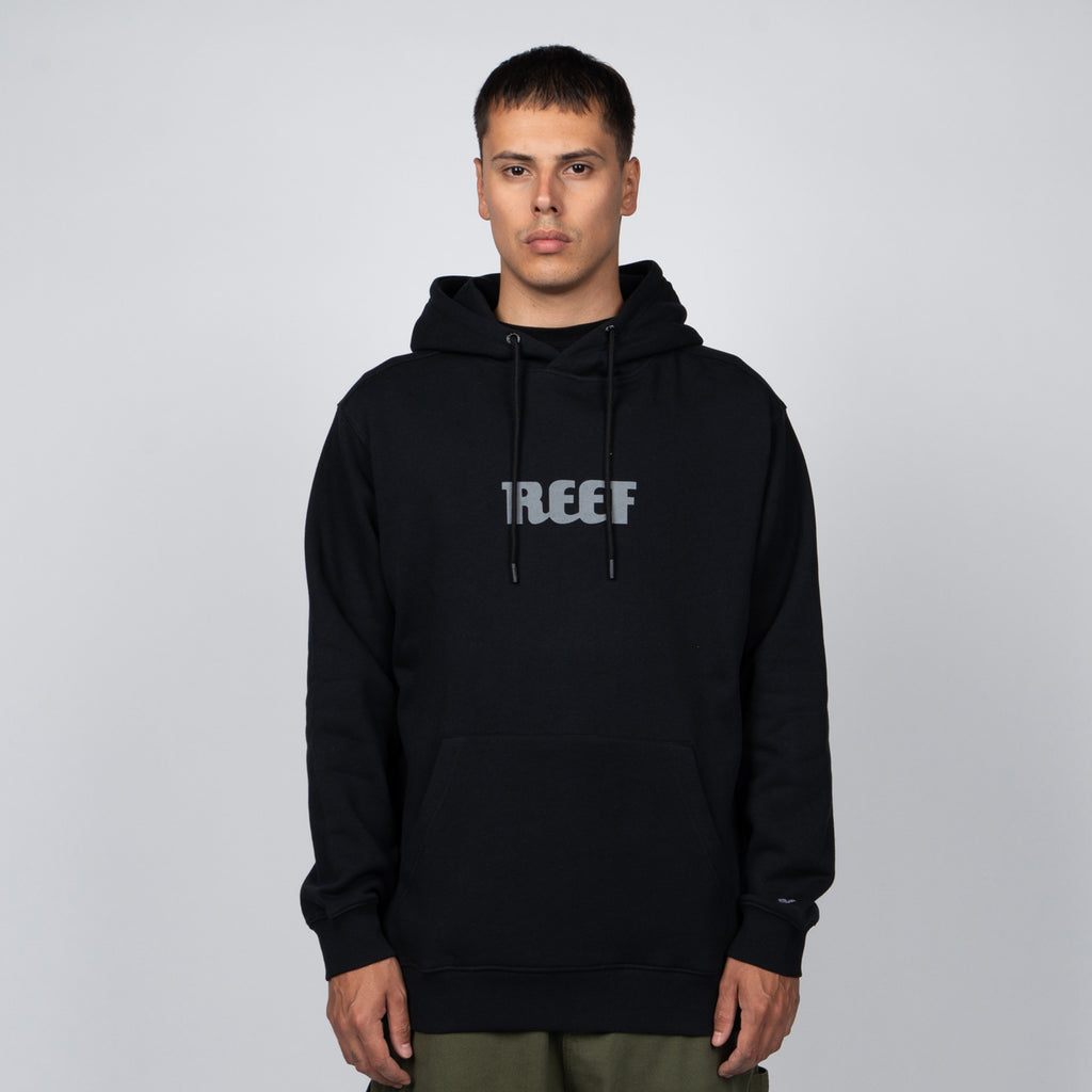 Polerón Hoodie Reef Men Black Logo  Grey