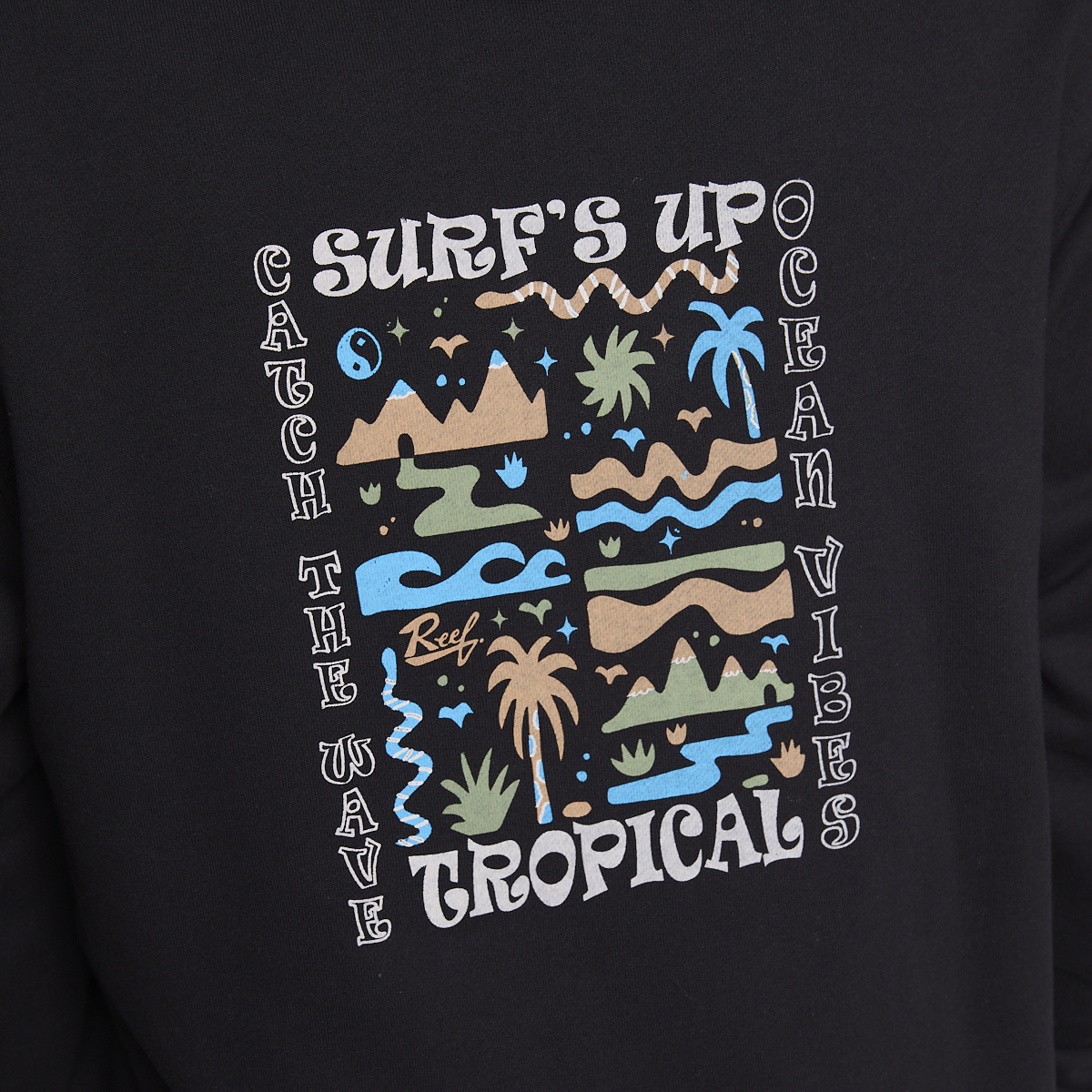 Polerón Reef Men Full Zipper Black Surf Up