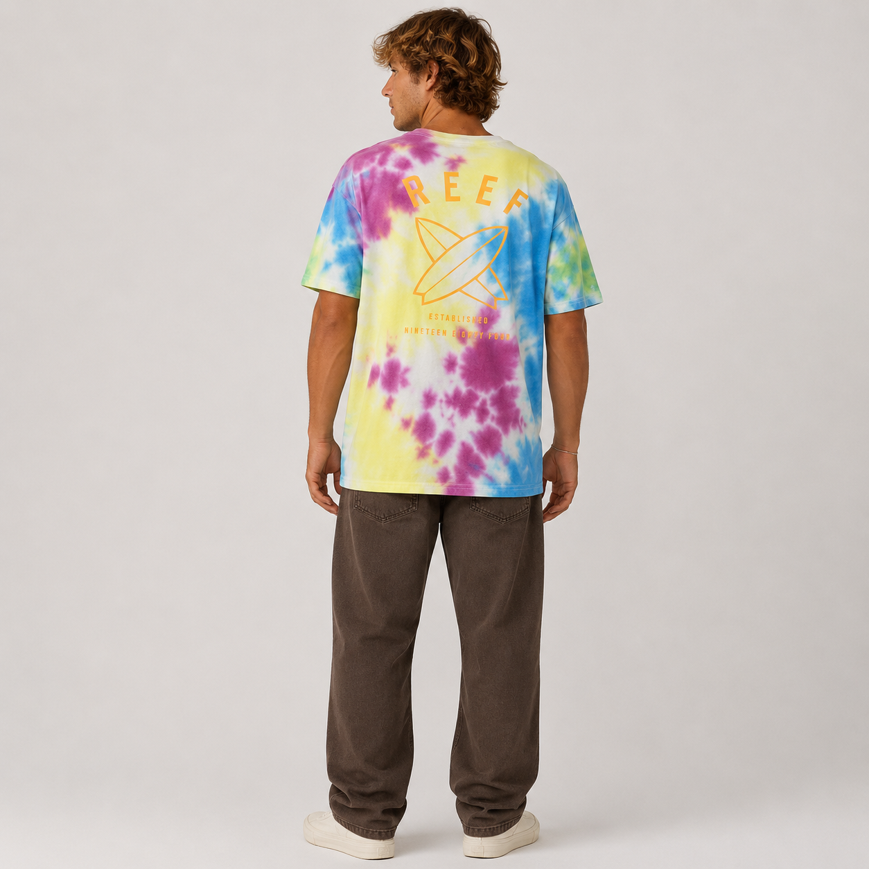 Polera Manga Corta Tie Dye Purple Yellow Blue