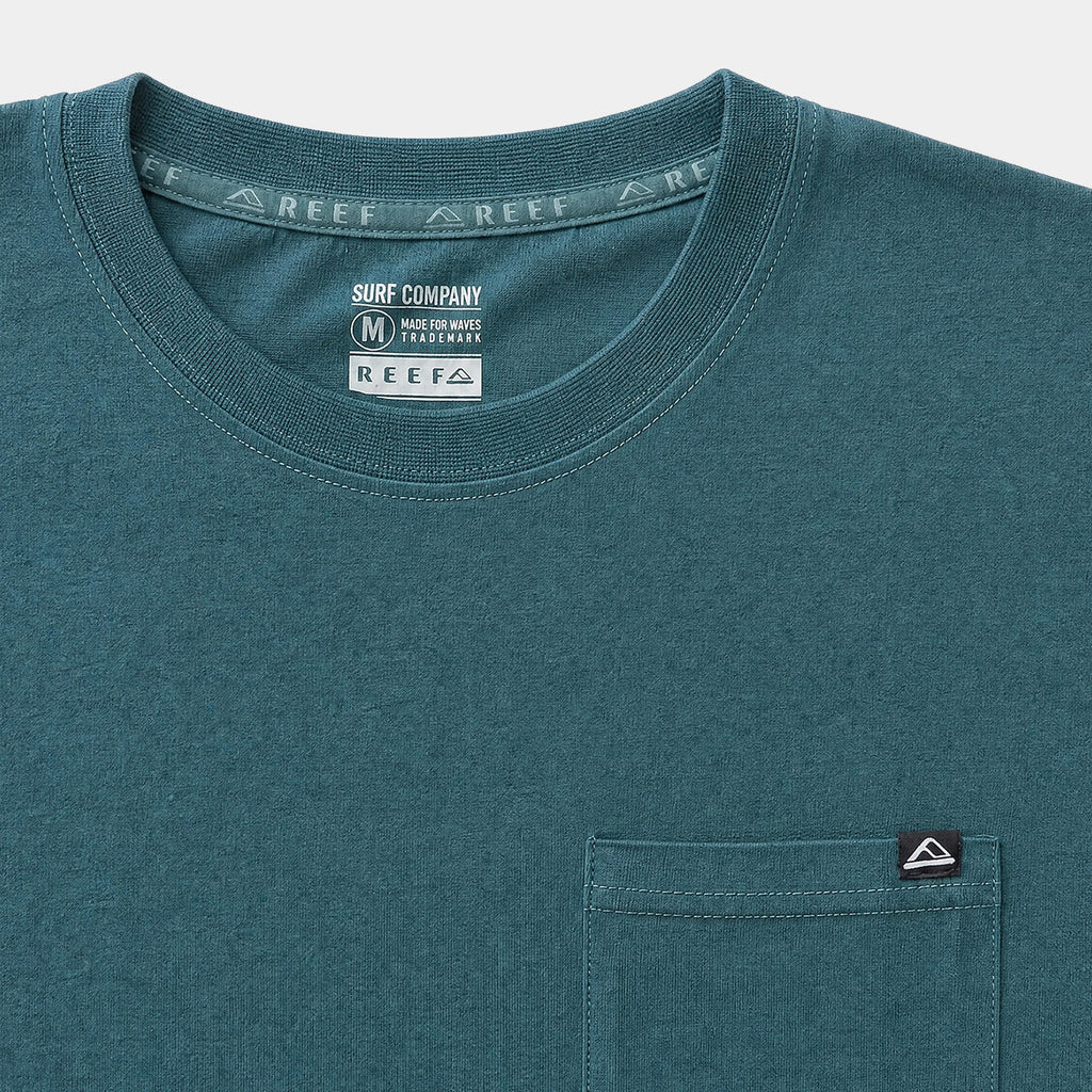Polera Reef Men Basic Pocket Blue Petrol