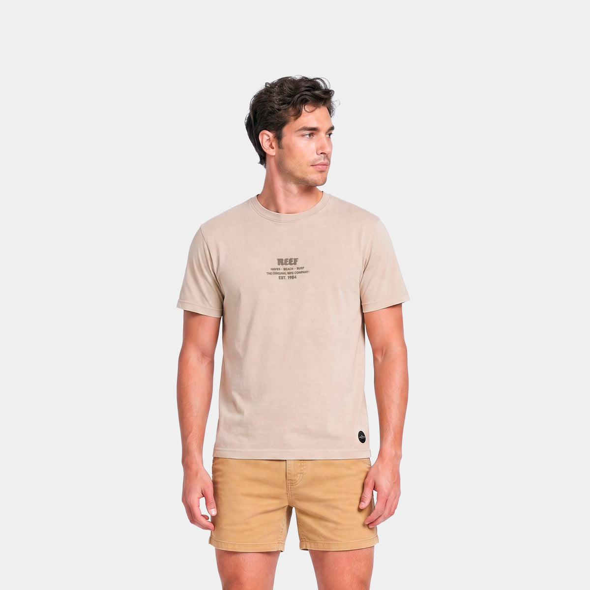 Polera Reef Men Basic Logo The Original Beige