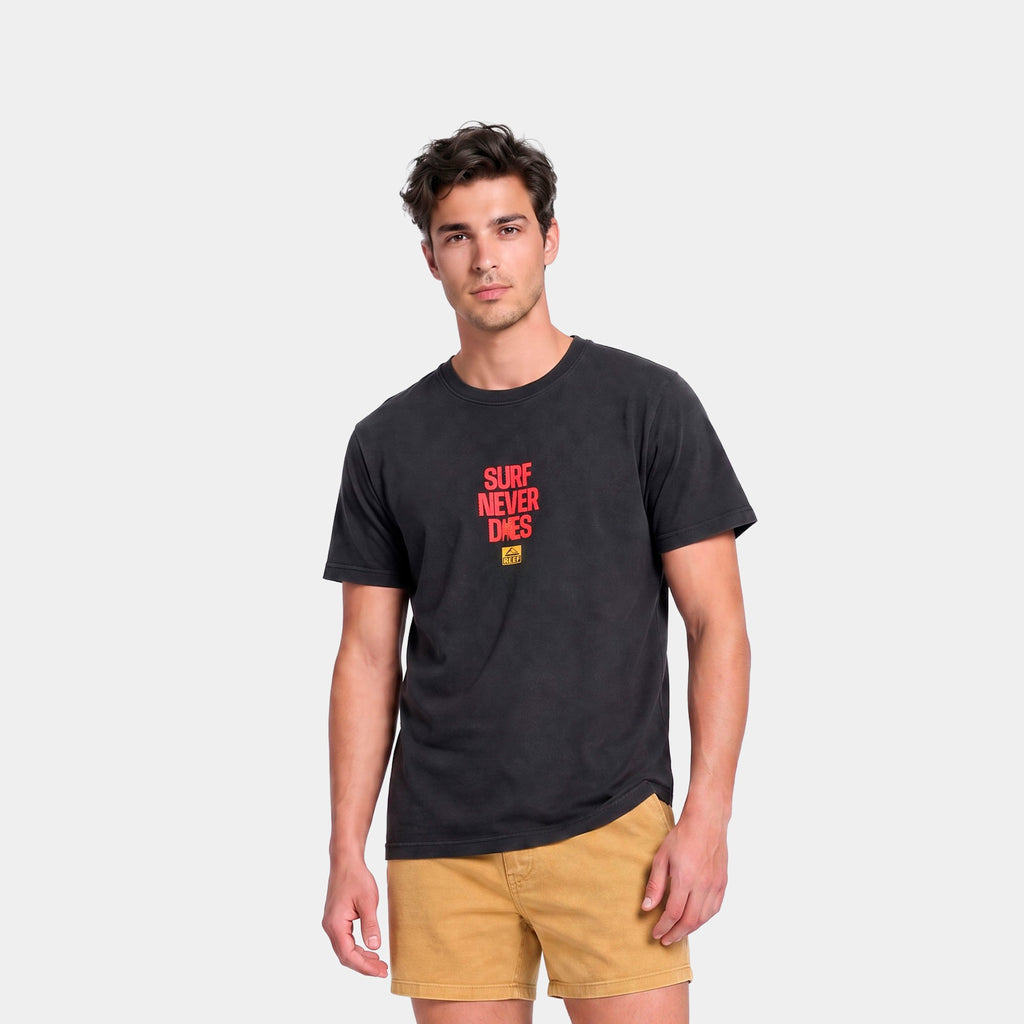 Polera Reef Men Surf Never Dies Black