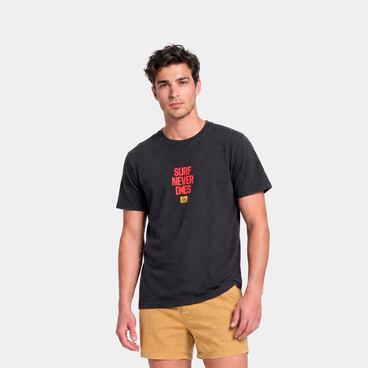 Polera Reef Men Surf Never Dies Black