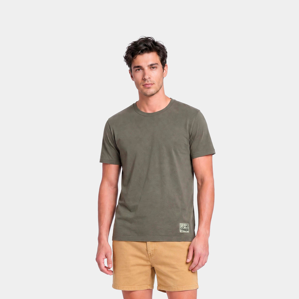 Polera Reef Men Basic Label Olive