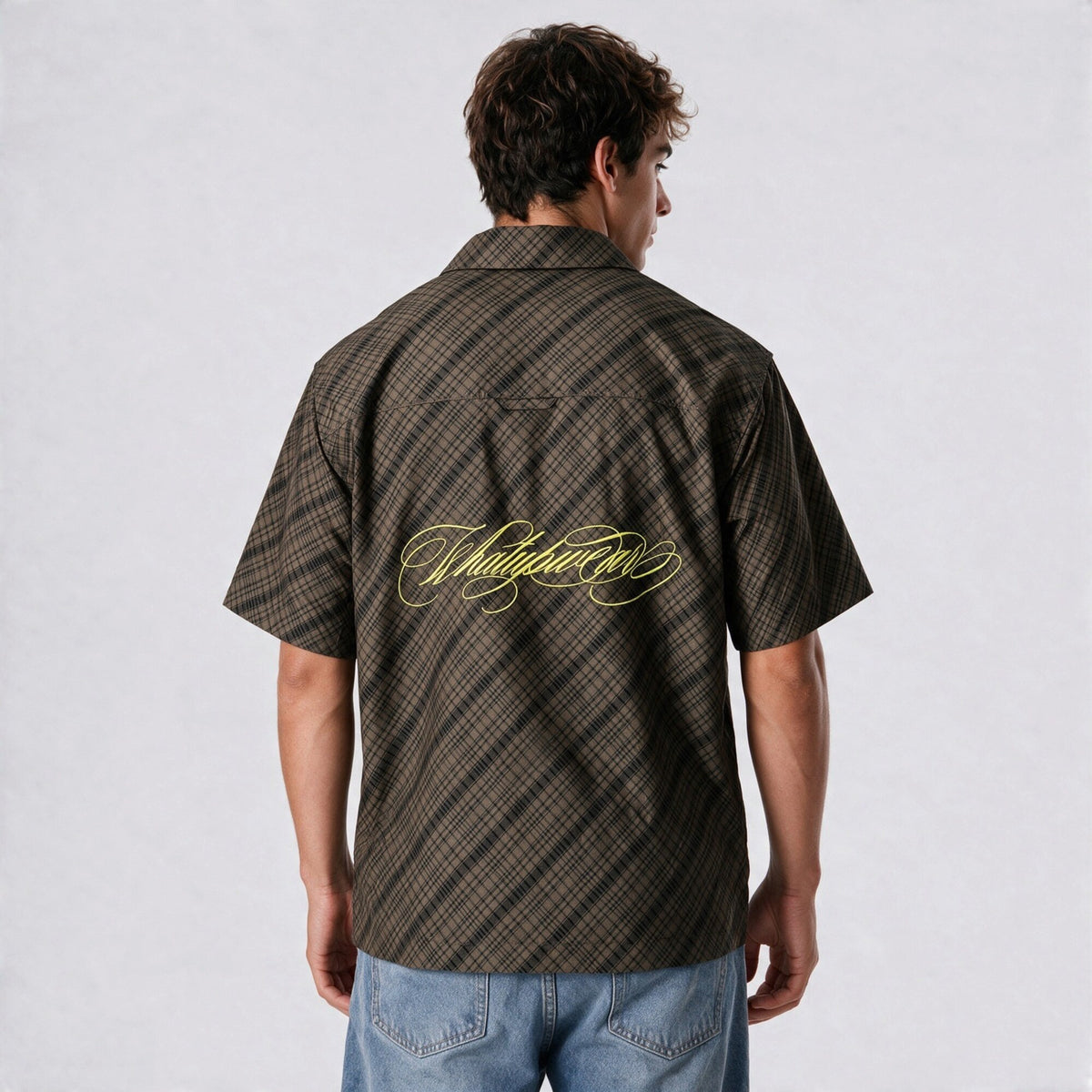 Camisa WhatUp Cuadros Oversize Box Café