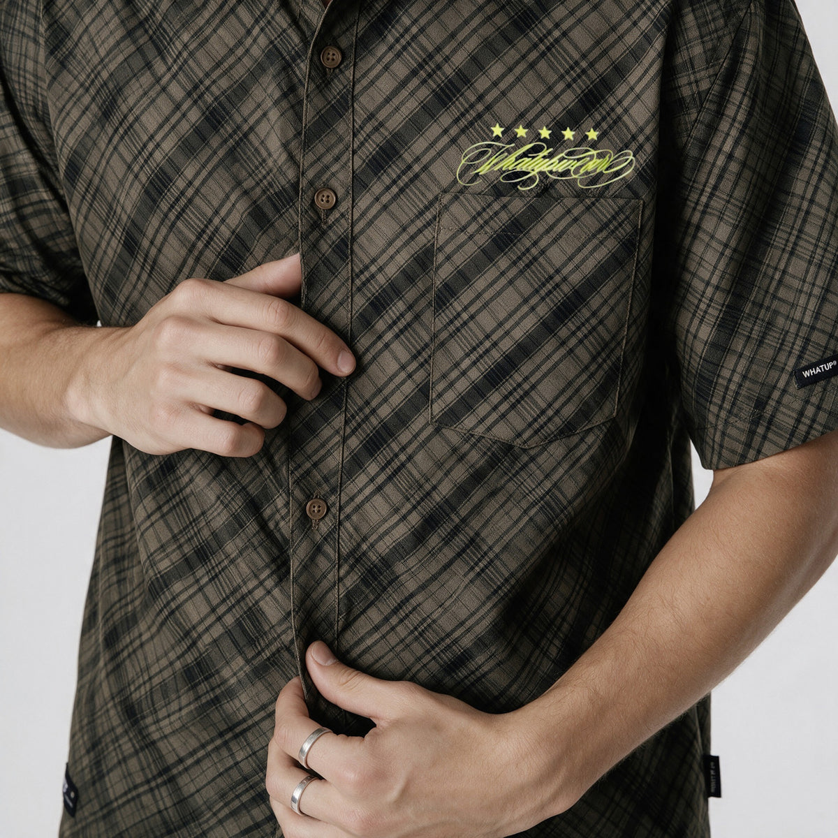 Camisa WhatUp Cuadros Oversize Box Café
