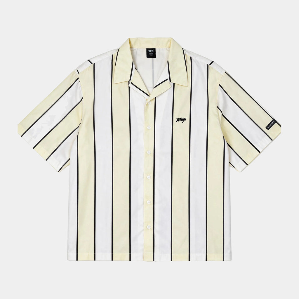 Camisa WhatUp Stripes Oversize Box Beige Blanco