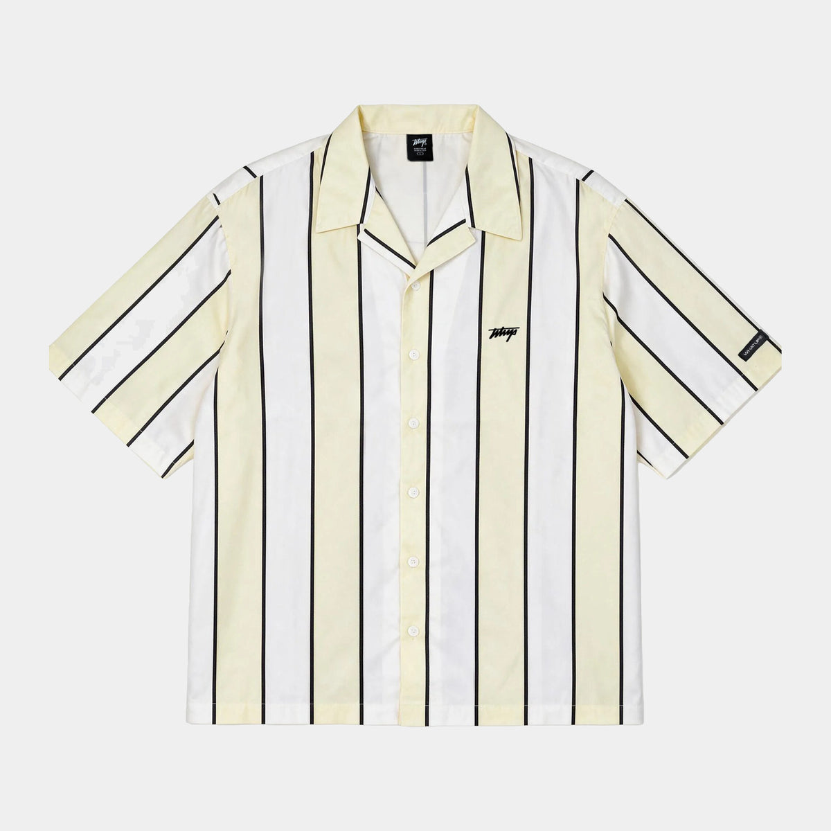 Camisa WhatUp Stripes Oversize Box Beige Blanco