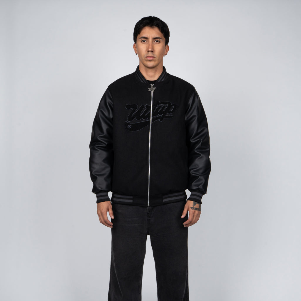 Chaqueta Whatup Hombre Varsity Full Zipper Black