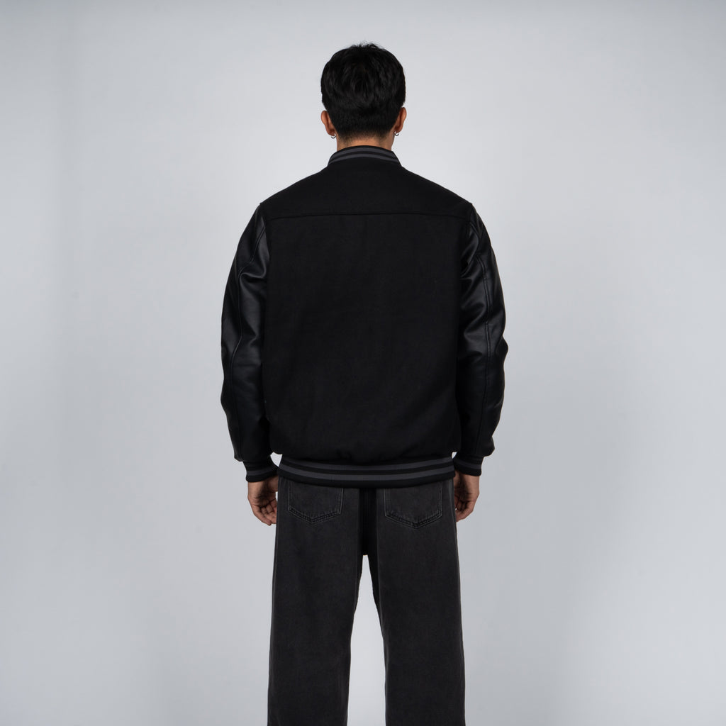 Chaqueta Whatup Hombre Varsity Full Zipper Black