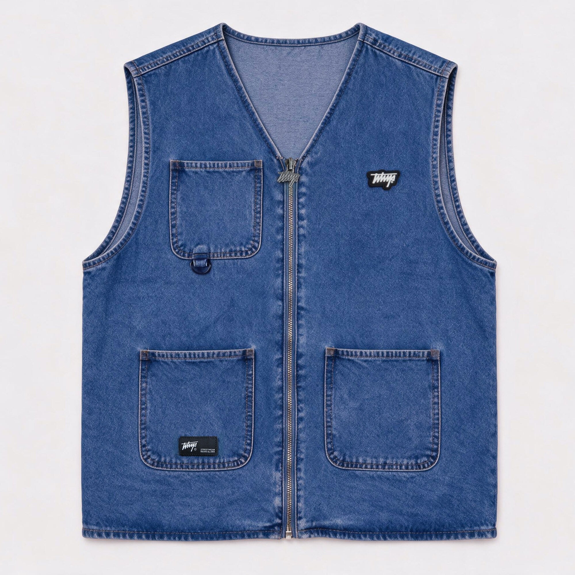 Denim Vest WhatUp Full Zipper Light Blue