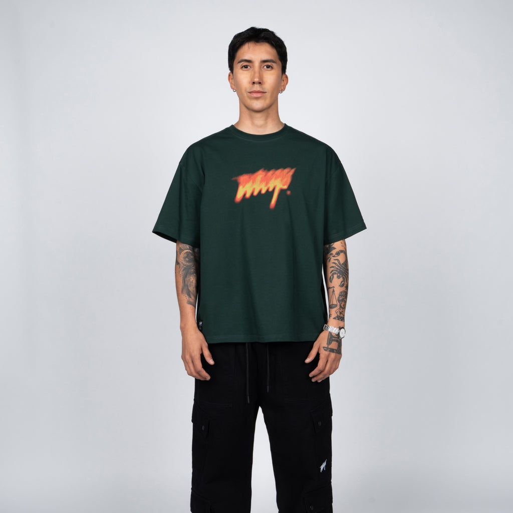 Polera WhatUp Flame Logo Green