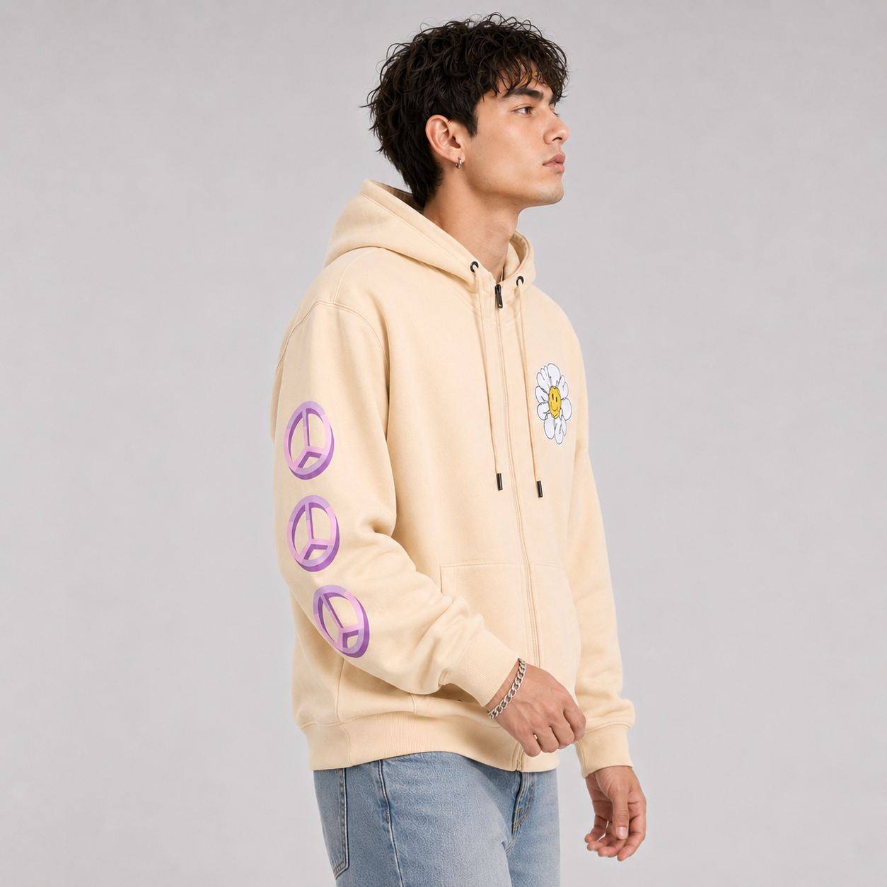 Poleron Men P&amp;L Beige Full Zipper