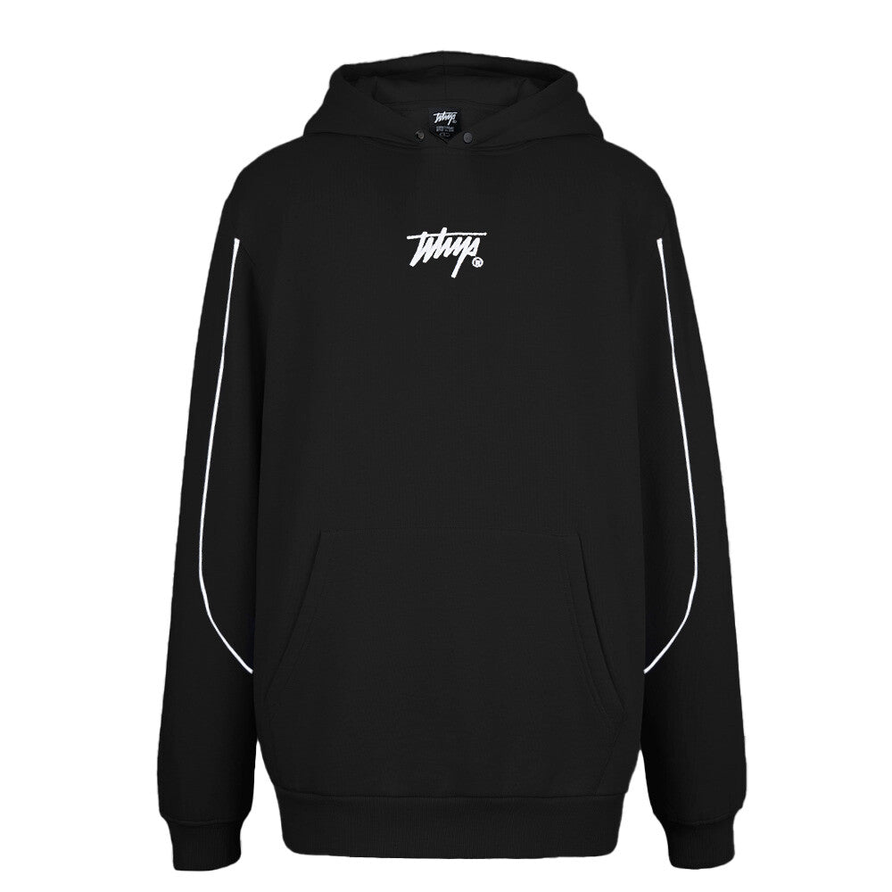 Polerón Whatup Hombre Hoodie Black Tiny Logo White