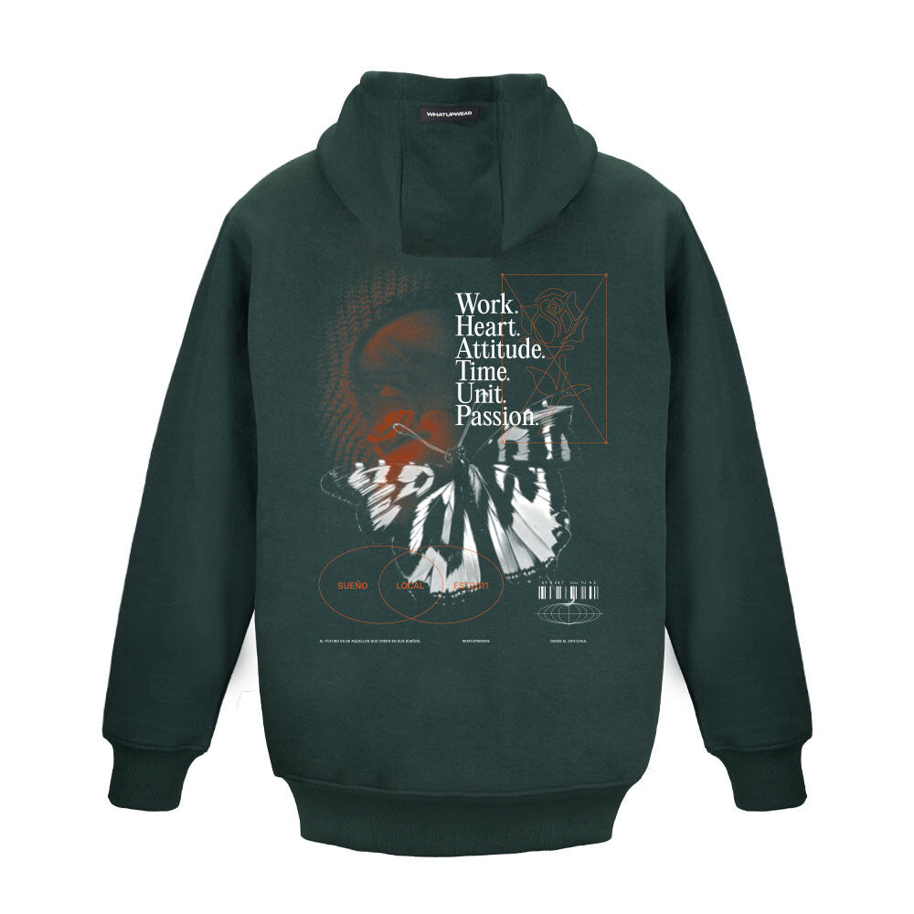 Polerón Whatup Hombre Hoodie Butterfly Green
