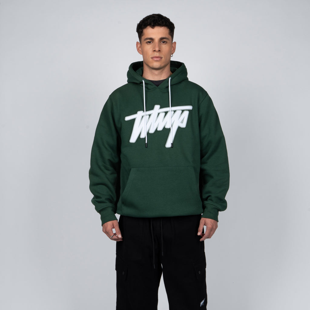Polerón Whatup Hombre Hoodie Green Logo White