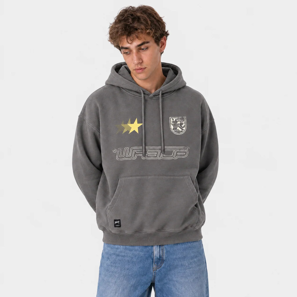 Polerón WhatUp Hoodie Oversize Box Gris Amarillo
