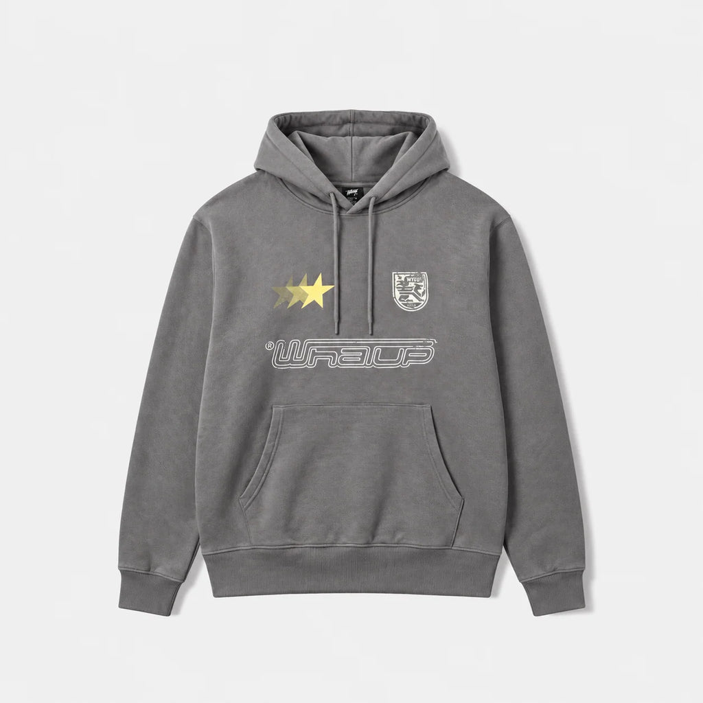 Polerón WhatUp Hoodie Oversize Box Gris Amarillo