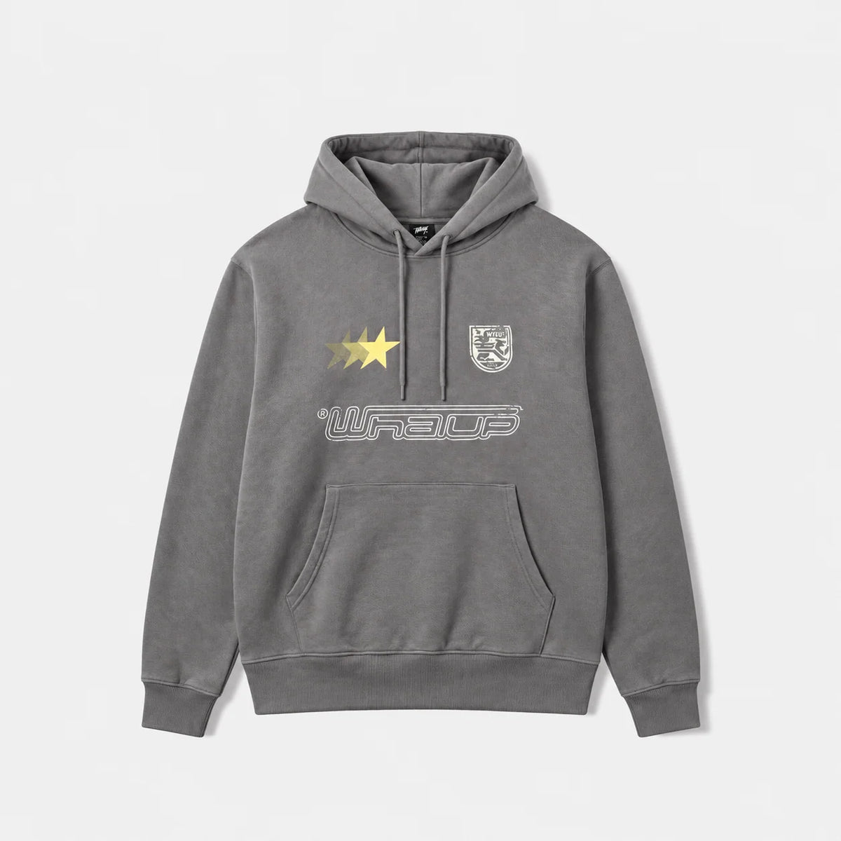 Polerón WhatUp Hoodie Oversize Box Gris Amarillo