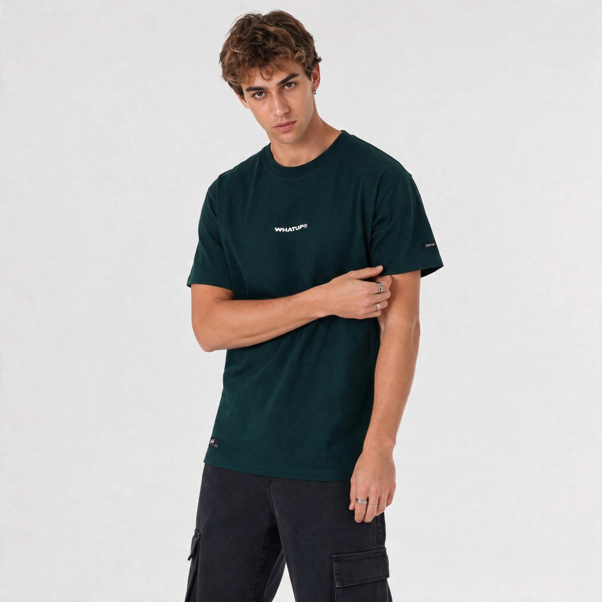 Polera WhatUp Men Classic Logo Green Black