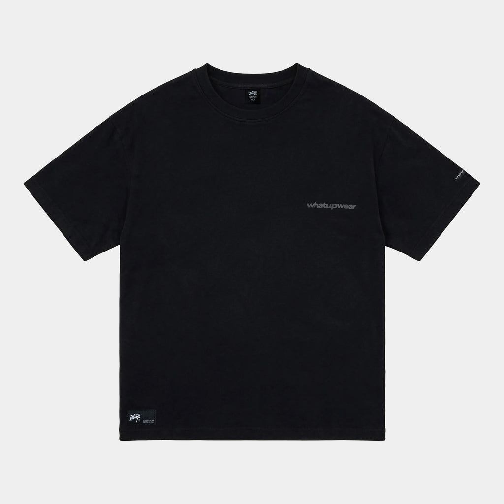 Polera WhatUp Oversize Box Negro Logo Gris