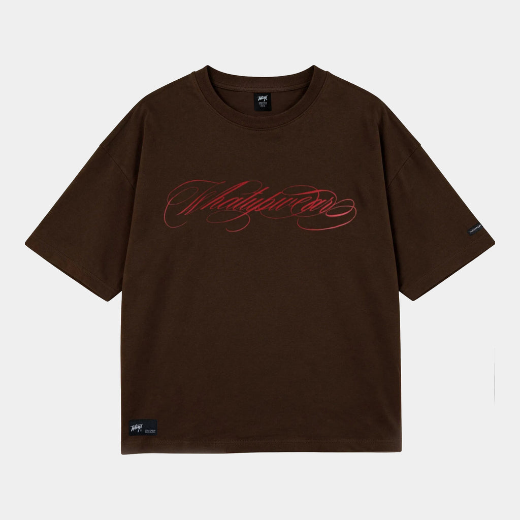 Polera WhatUp Oversize Box Logo Café