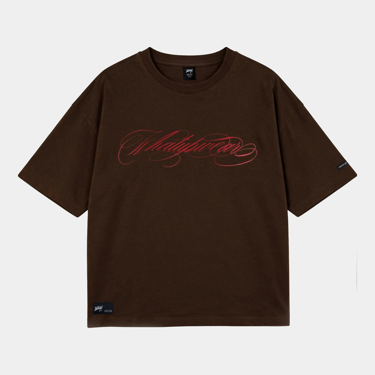 Polera WhatUp Oversize Box Logo Café