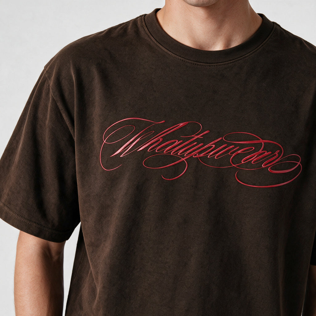 Polera WhatUp Oversize Box Logo Café