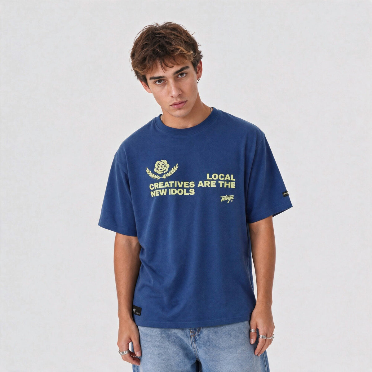Polera WhatUp Local Creatives Oversize Box Azul