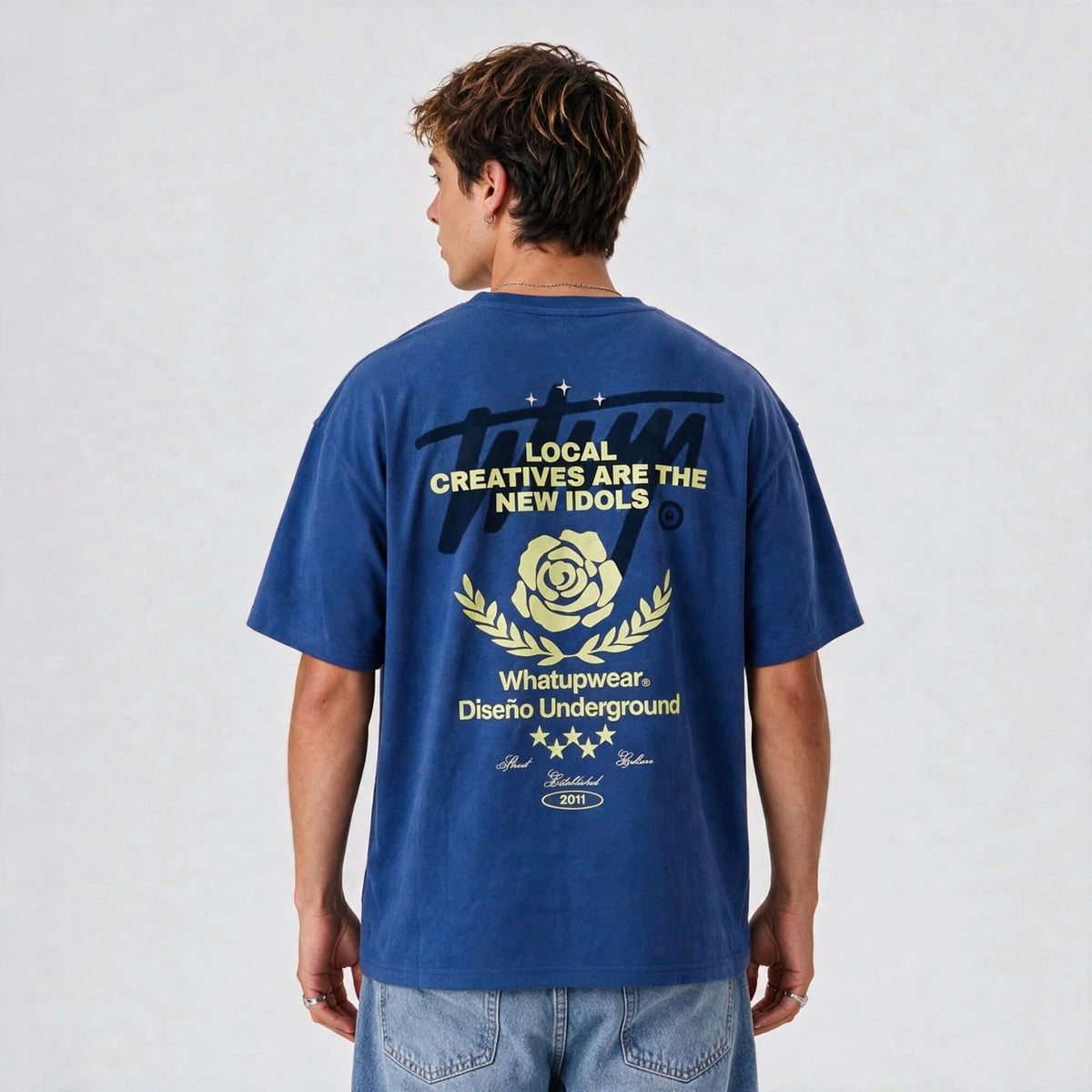 Polera WhatUp Local Creatives Oversize Box Azul