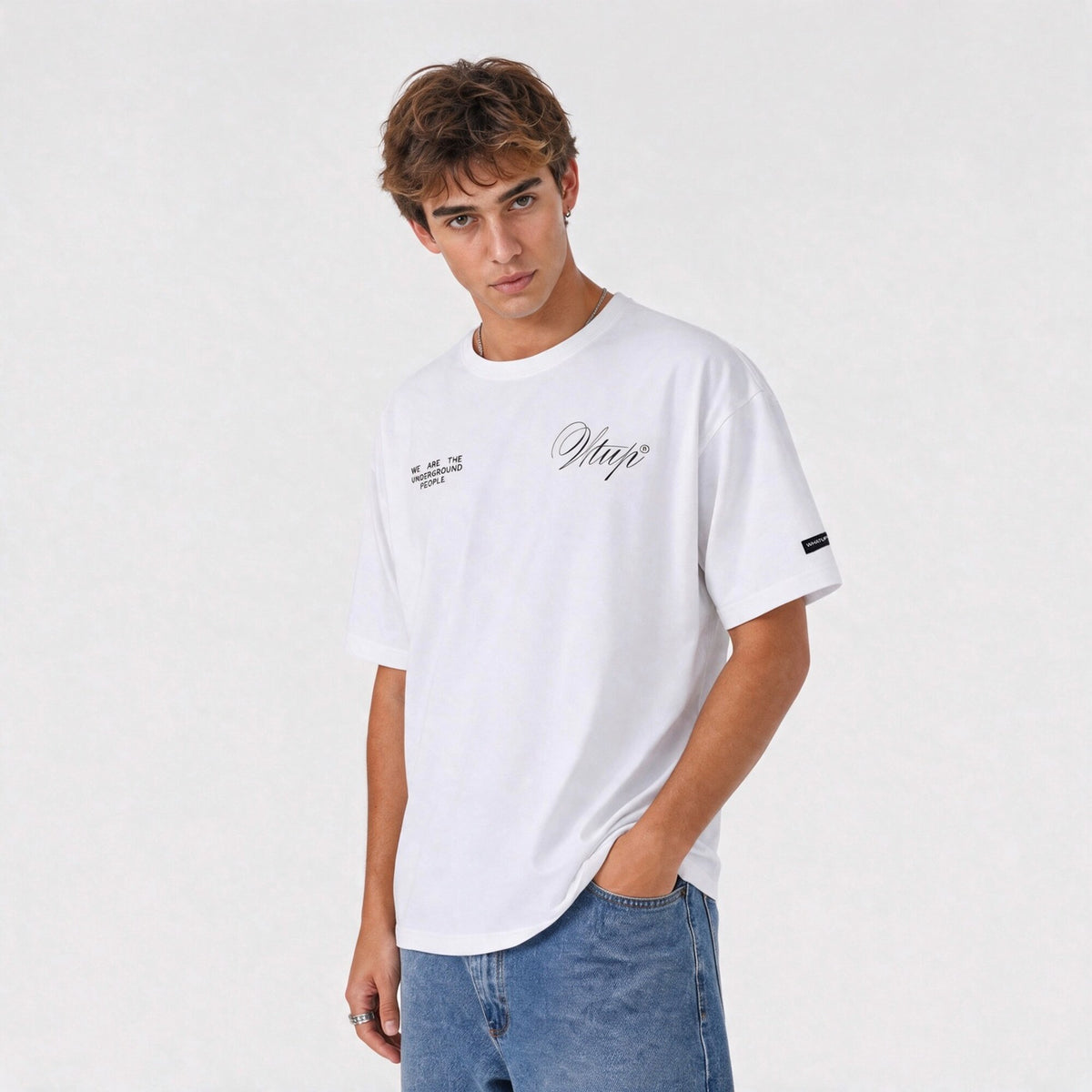 Polera WhatUp Oversize Box Creatives From The Under Blanco