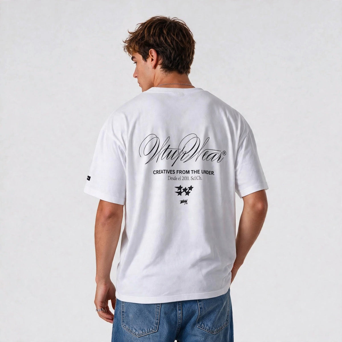 Polera WhatUp Oversize Box Creatives From The Under Blanco