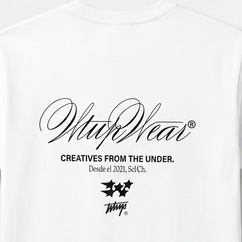 Polera WhatUp Oversize Box Creatives From The Under Blanco