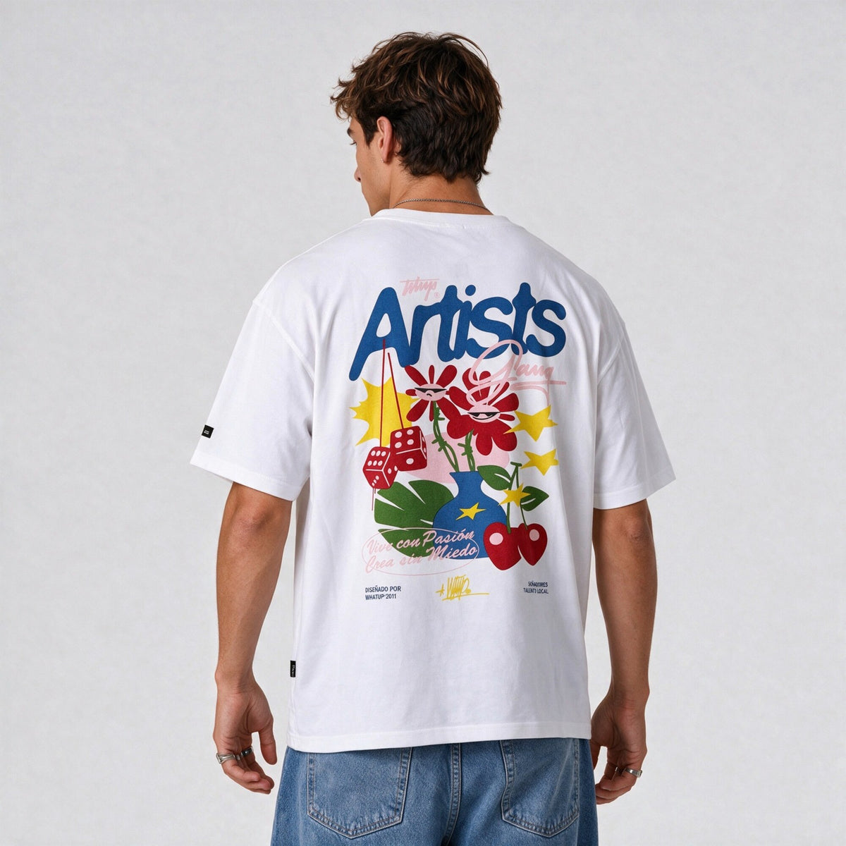 Polera WhatUp Oversize Box Artists Gang Blanco