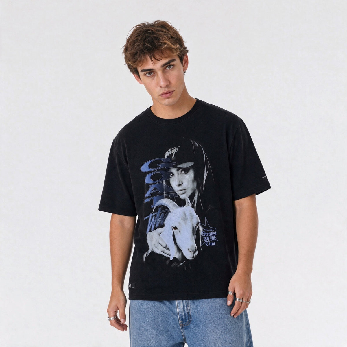 Polera WhatUp Oversize Box GOAT Negro