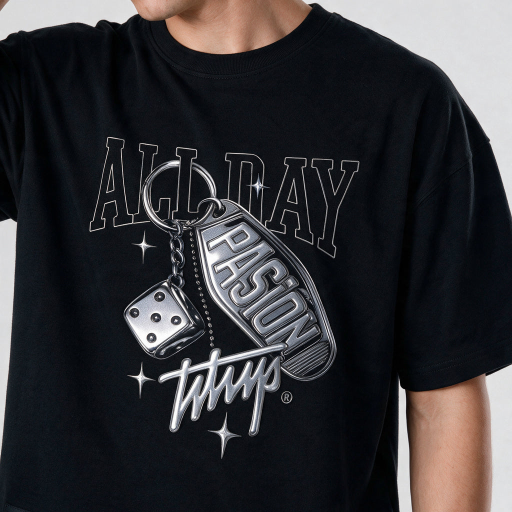 Polera WhatUp Oversize Box Passion Keychain Negro