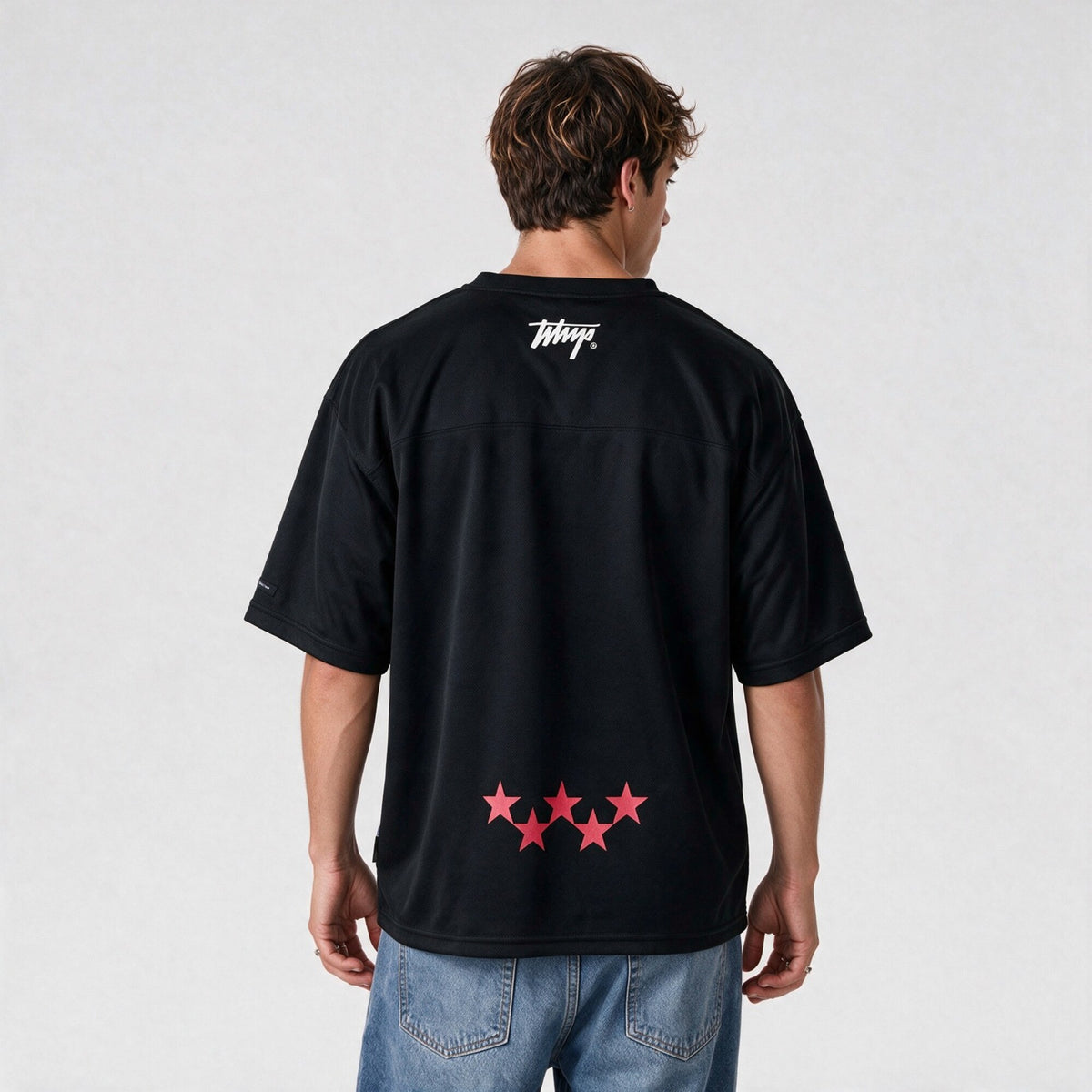 Polera WhatUp Box Mesh 00 Negro y Rojo