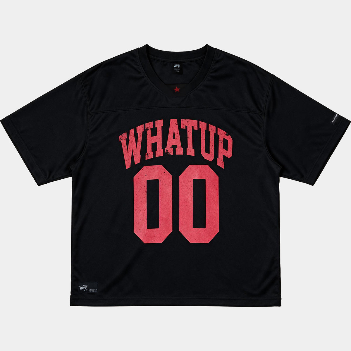 Polera WhatUp Box Mesh 00 Negro y Rojo