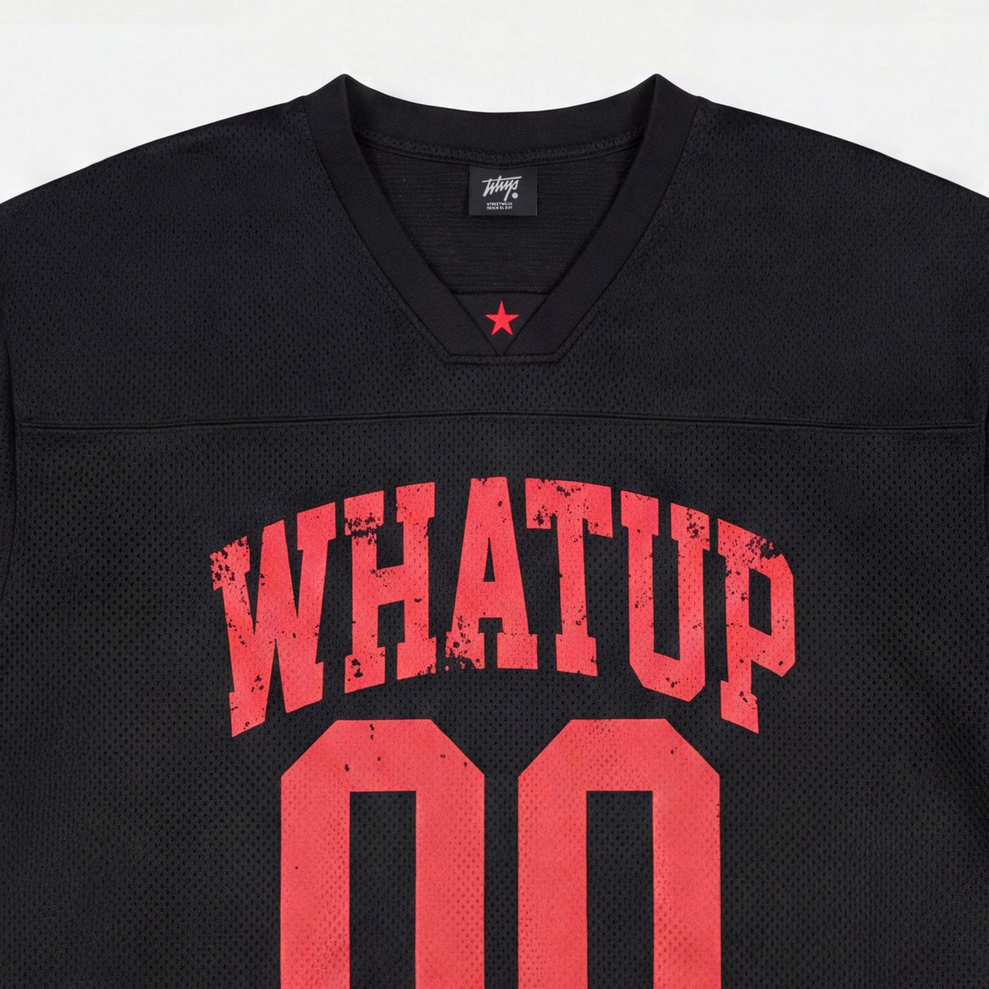 Polera WhatUp Men Boxy Mesh 00 Black Red