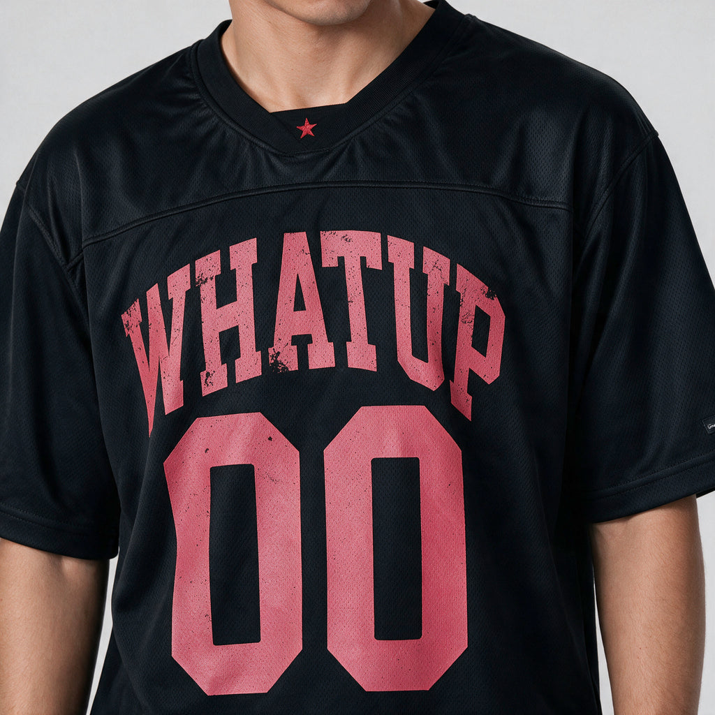 Polera WhatUp Box Mesh 00 Negro y Rojo