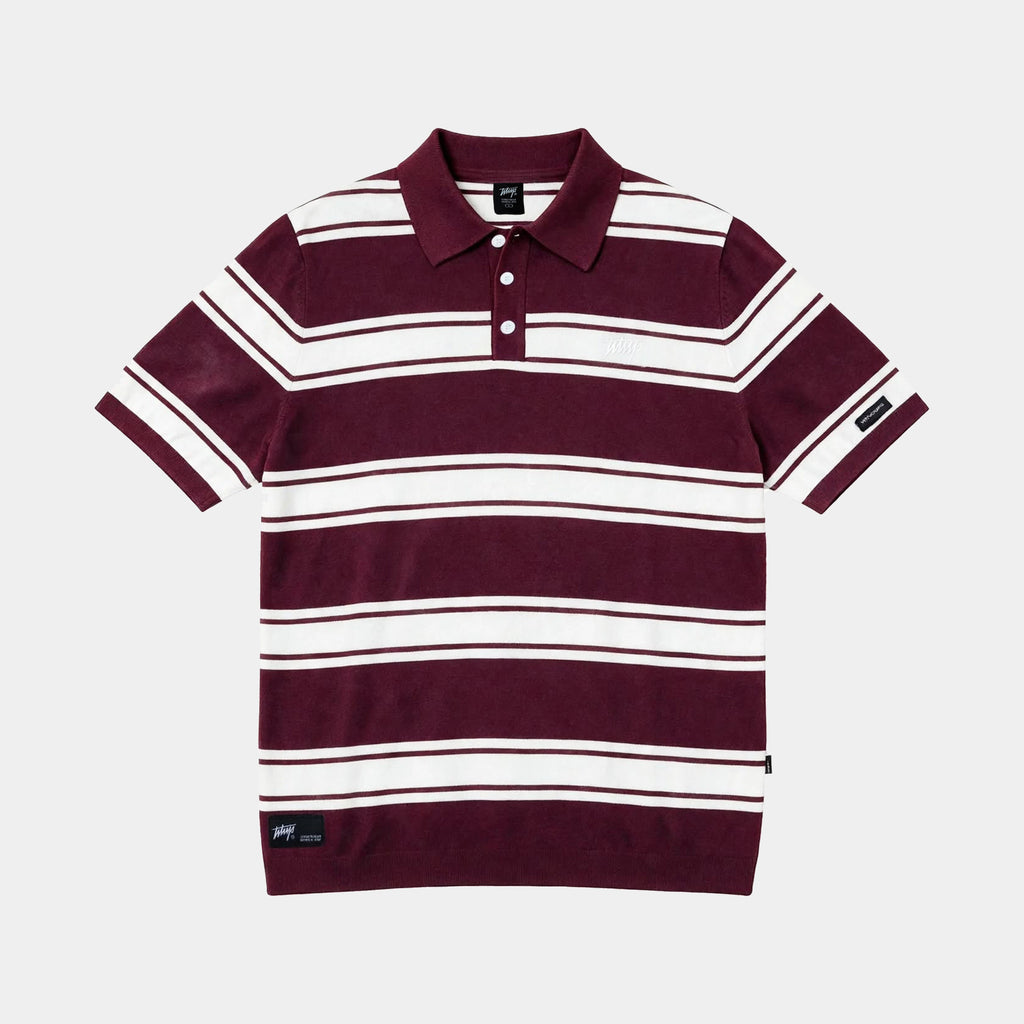 Polera WhatUp Polo Stripes Botones Regular Burdeo y Crema
