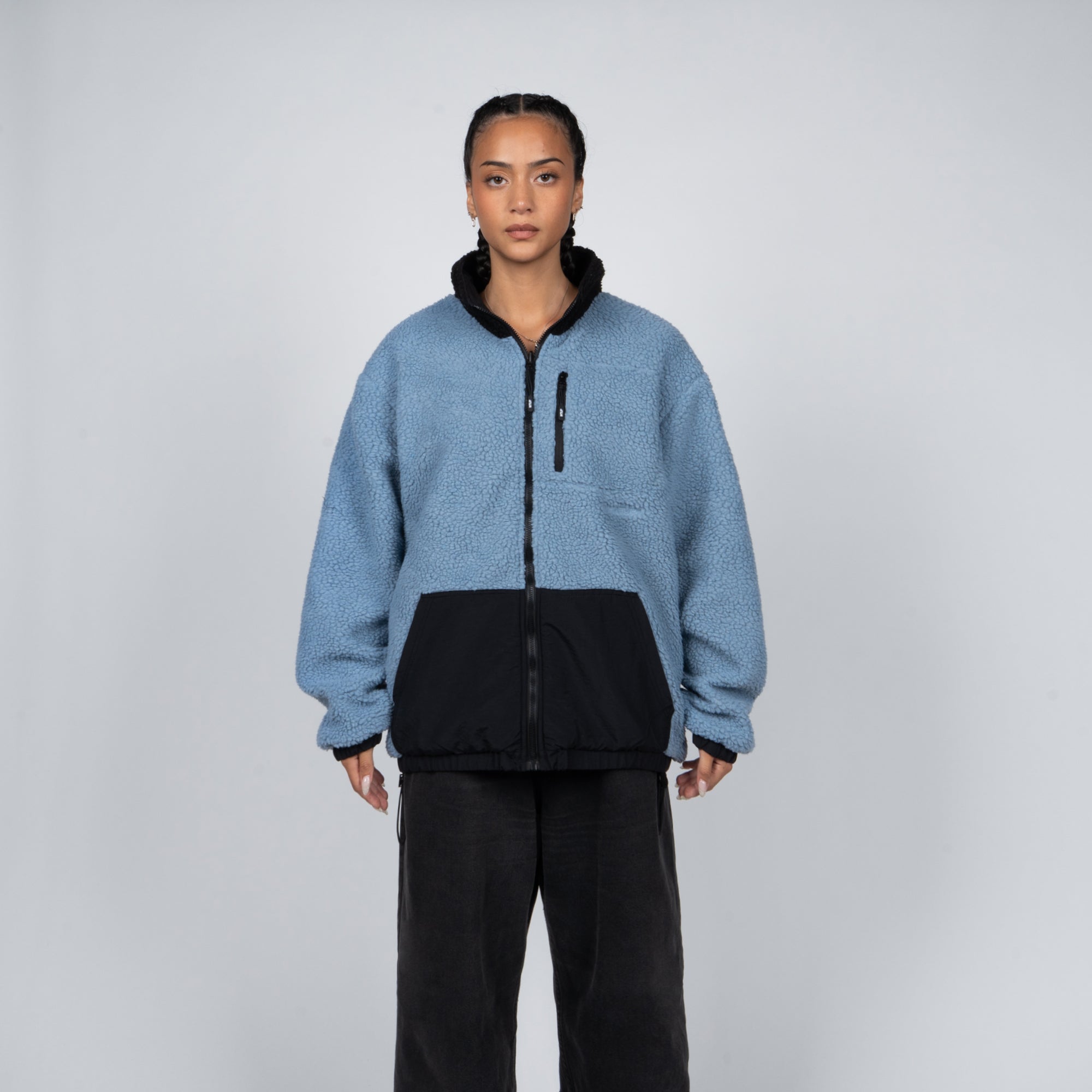 Sherpa Whatup Men Reversible Full Zipper Black Blue – Street