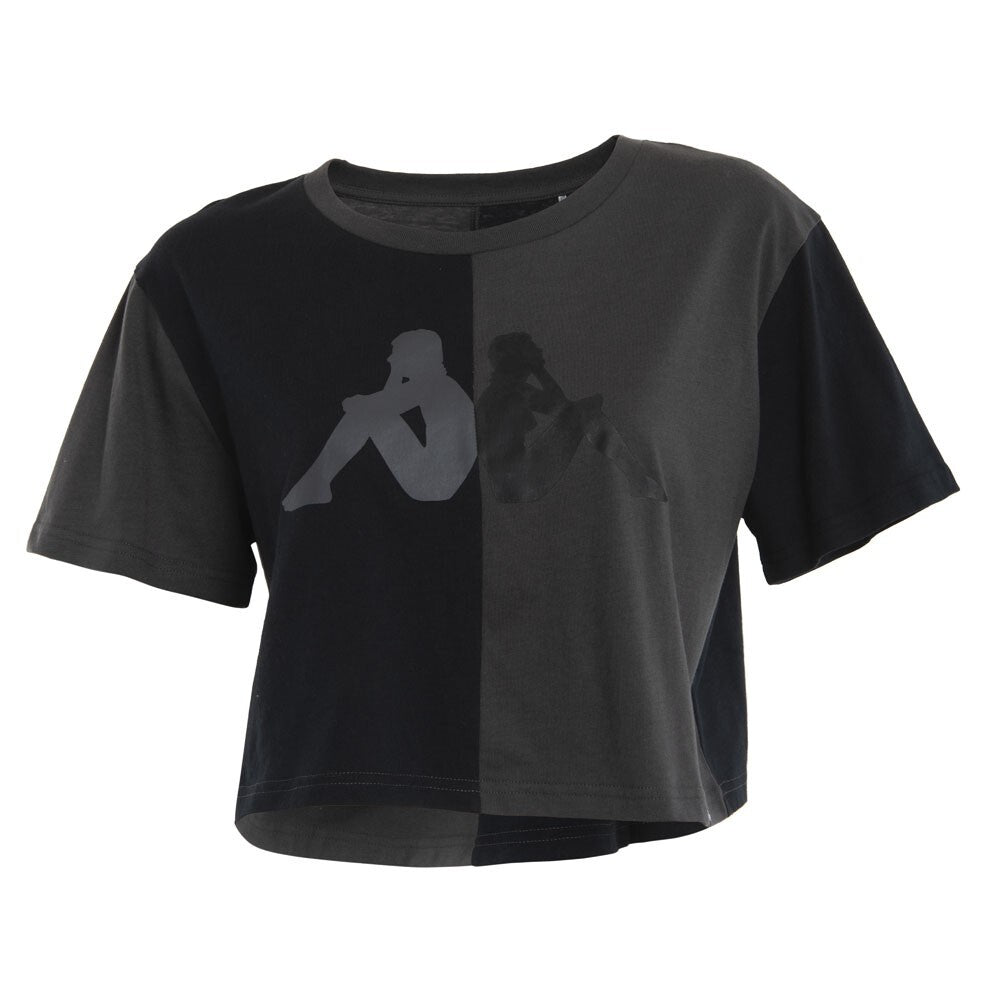 Polera Women Crop Top Spliit Black And Gray