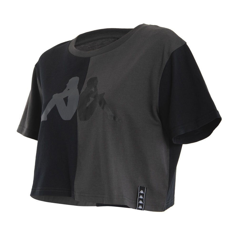Polera Women Crop Top Spliit Black And Gray